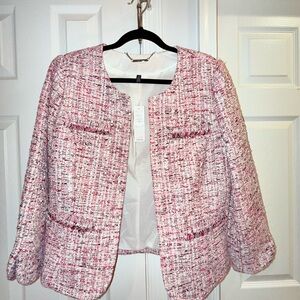 White House Black Market Pink Tweed Blazer